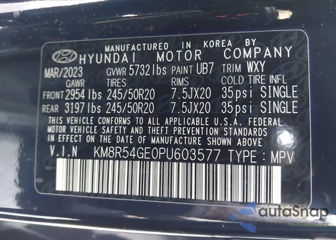 2023 Hyundai Palisade Limited z USA, uszkodzony, nr VIN KM8R54GE0PU603577